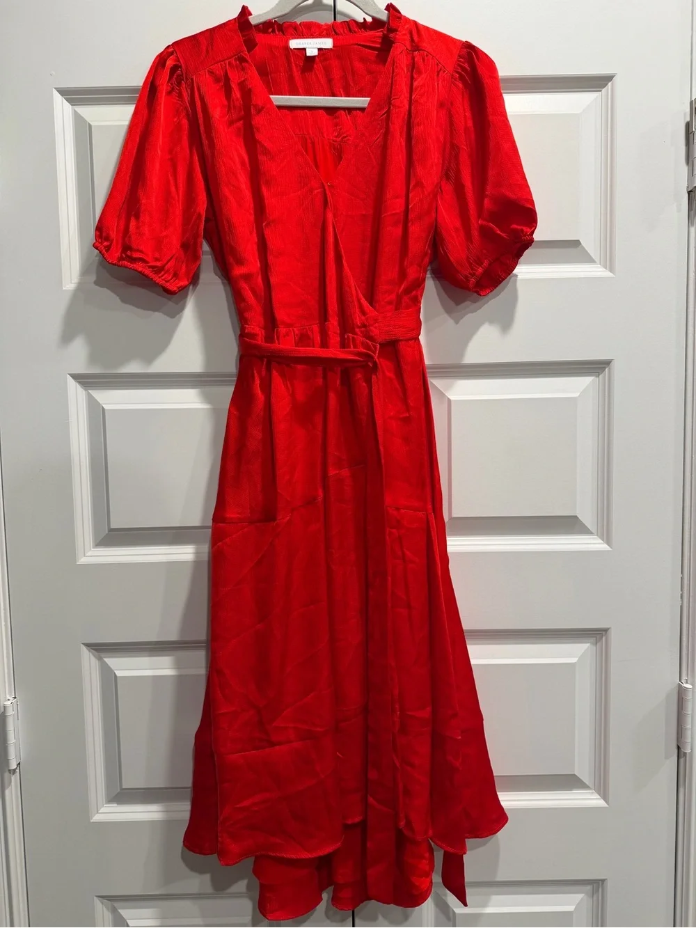 Draper James Bright Red Ruffle-Neck Top - Picture 2 of 8
